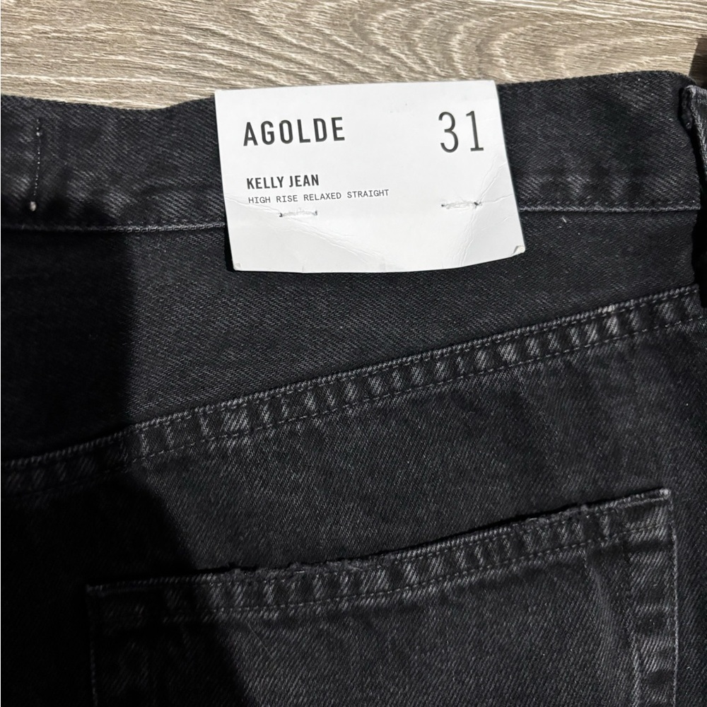 AGOLDE Kelly Jean in Fuse Black Distressed Straight Leg Size 31 NWT - Picture 12 of 13